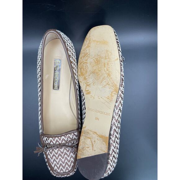 Pre-owned Enzo Angiolini Flats Loafers Women's Slip-On Brown White Flats Size 8 - Picture 6 of 9